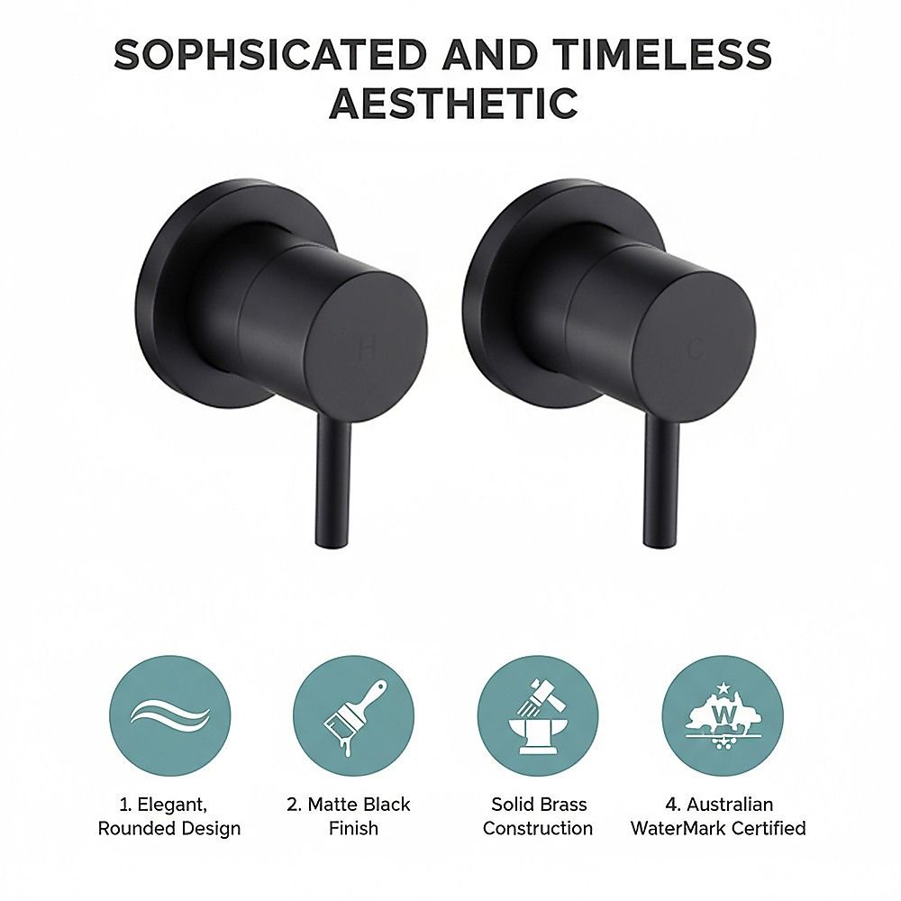Bathroom Shower Bath Hot and Cold Mixer WATERMARK Certified in Black
