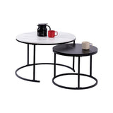 Set of 2 Coffee Table Round Marble Nesting Side End Table Furniture