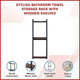 Stylish Bathroom Towel Storage Rack with Wooden Shelves