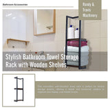 Stylish Bathroom Towel Storage Rack with Wooden Shelves