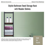 Stylish Bathroom Towel Storage Rack with Wooden Shelves