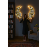 LED Angel Wing Metal Wall Art Wrought Iron Wings Sculpture Fairy Lights