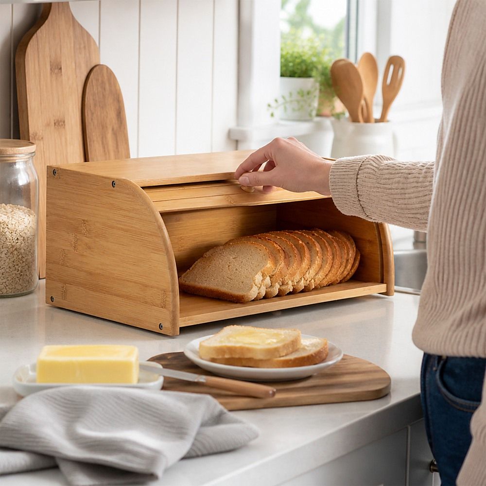 Bamboo Bread Box Kitchen Storage