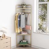 Corner Gold Clothing Rack – Stylish Clothes Storage Stand for Bedroom & Wardrobe