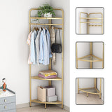 Corner Gold Clothing Rack – Stylish Clothes Storage Stand for Bedroom & Wardrobe