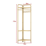 Corner Gold Clothing Rack – Stylish Clothes Storage Stand for Bedroom & Wardrobe