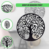 60cm Tree Of Life And Birds Round Metal Wall Garden Art Sculpture For Outdoor Decor