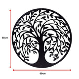 60cm Tree Of Life And Birds Round Metal Wall Garden Art Sculpture For Outdoor Decor