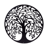60cm Tree of Life & Birds Round Metal Wall Garden Art Sculpture