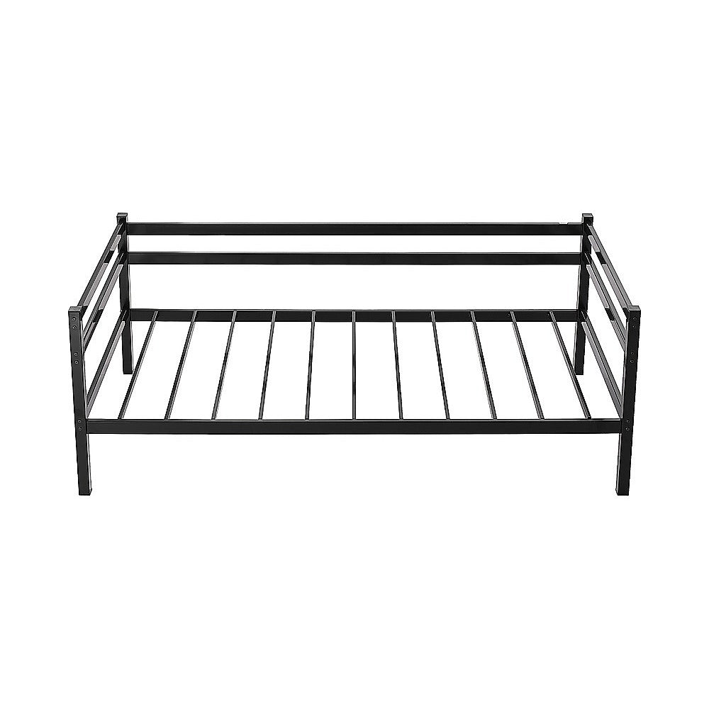 Single Daybed Metal Frame Sofa Premium Black Day Bed Steel Support