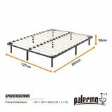 Metal Bed Frame for Double Mattress – Black Powder-Coated Steel Base