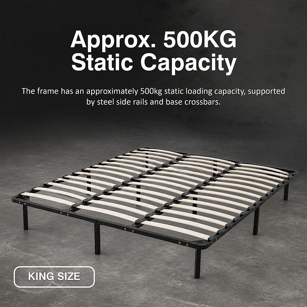 Metal Bed Frame for King Mattress – Black Powder-Coated Steel Base