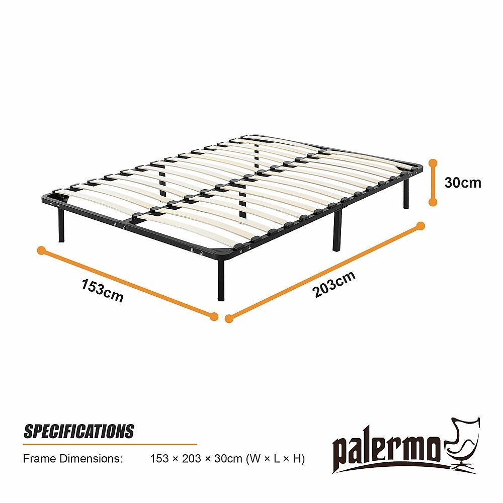 Metal Bed Frame for Queen Mattress – Black Powder-Coated Steel Base