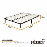 Metal Bed Frame for Queen Mattress – Black Powder-Coated Steel Base