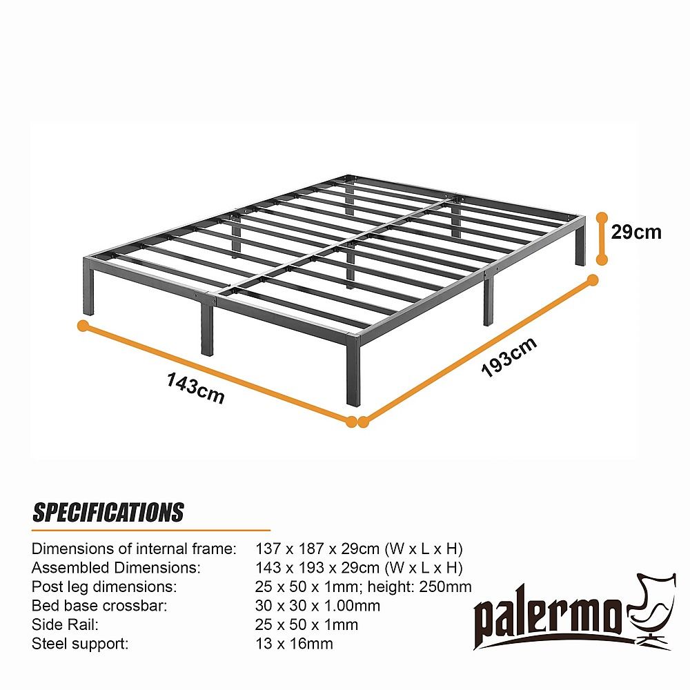 Double Full Metal Bed Frame Base – Sturdy Steel Bed Base for Australian Mattress