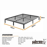 Queen Full Metal Bed Frame Base – Sturdy Steel Bed Base for Australian Mattress