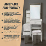Dressing Table LED Makeup Mirror Stool Set Vanity Desk With Drawer Lighted