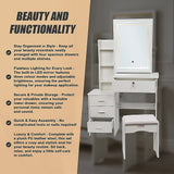 Dressing Table LED Makeup Mirror Stool Set Vanity Desk With Drawer Lighted