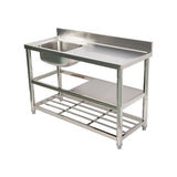 Freestanding Stainless Steel Kitchen Sink 120x50x79cm – Commercial Utility Wash Basin