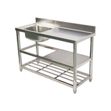 Freestanding Stainless Steel Kitchen Sink 120x50x79cm – Commercial Utility Wash Basin