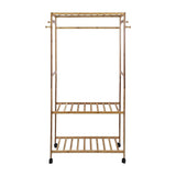 Wooden Clothes Rail with Shelves & Wheels – Open Wardrobe Rack Stand