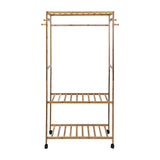 Wooden Clothes Rail with Shelves & Wheels – Open Wardrobe Rack Stand