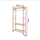Wooden Clothes Rail with Shelves & Wheels – Open Wardrobe Rack Stand