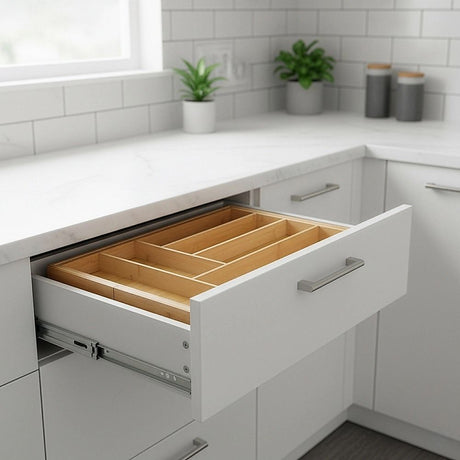 Extendable Cutlery Tray Drawer Organiser – 6 to 8 Compartment Kitchen Utensil Storage Solution