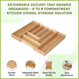 Extendable Cutlery Tray Drawer Organiser – 6 to 8 Compartment Kitchen Utensil Storage Solution