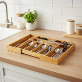 Extendable Cutlery Tray Drawer Organiser – 6 to 8 Compartment Kitchen Utensil Storage Solution