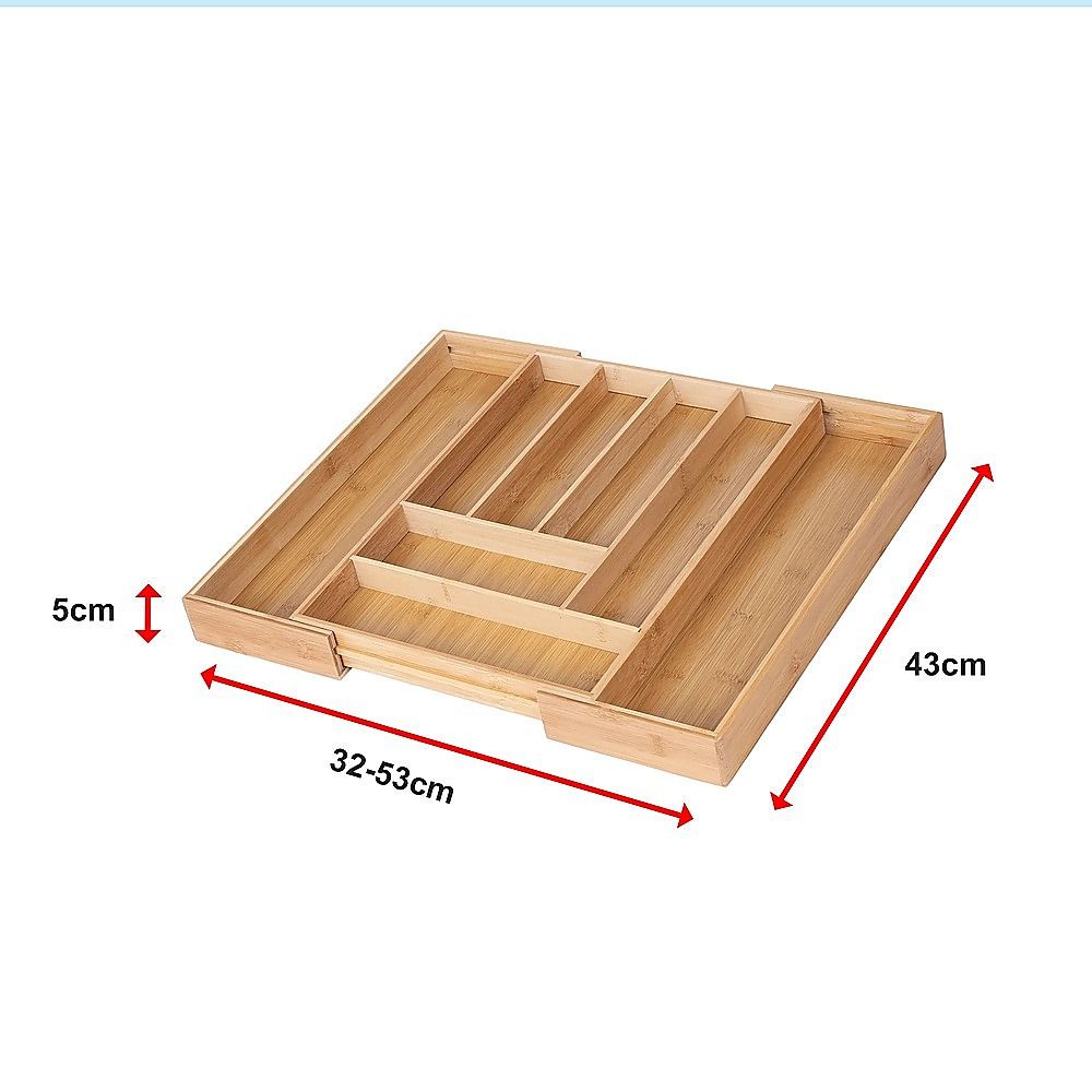 Extendable Cutlery Tray Drawer Organiser – 6 to 8 Compartment Kitchen Utensil Storage Solution
