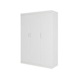 3 Door White Wardrobe – White Handles, Hanging Rail & Shelves