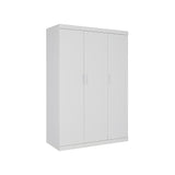 3 Door White Wardrobe – White Handles, Hanging Rail & Shelves