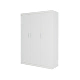 3 Door White Wardrobe – White Handles, Hanging Rail & Shelves