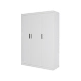 3 Door White Wardrobe – Black Handles, Hanging Rail & Shelves