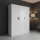 3 Door White Wardrobe – Black Handles, Hanging Rail & Shelves
