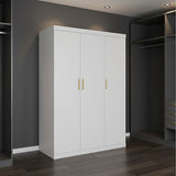 3 Door White Wardrobe – Gold Handles, Hanging Rail & Shelves