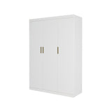 3 Door White Wardrobe – Gold Handles, Hanging Rail & Shelves