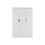 3 Door White Wardrobe – Gold Handles, Hanging Rail & Shelves