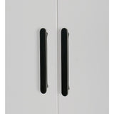 4 Door White Wardrobe Cabinet – Hanging Rail, Shelves & Black Handles