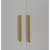 4 Door White Wardrobe Cabinet – Hanging Rail, Shelves & Gold Handles