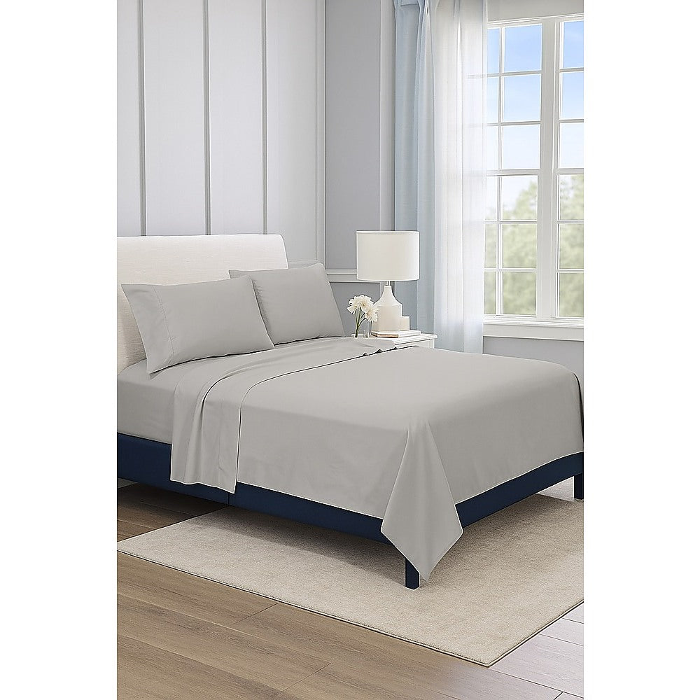 Double Bed Sheet Set – 1800 Series Microfiber, Deep Pocket, Soft & Breathable, Grey