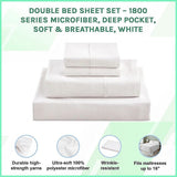 Double Bed Sheet Set – 1800 Series Microfiber, Deep Pocket, Soft & Breathable, White