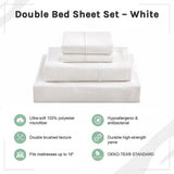 Double Bed Sheet Set – 1800 Series Microfiber, Deep Pocket, Soft & Breathable, White