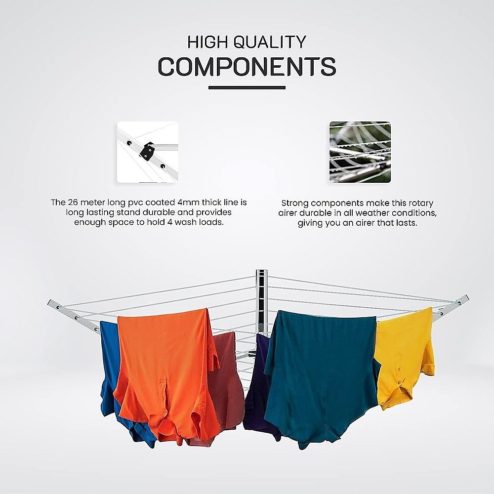 24m Folding Dryer for Laundry and Washing Wall Mounted 5 Arm Clothes Airer Space Saving Design