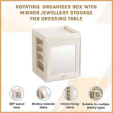 Rotating Organiser Box with Mirror Jewellery Storage for Dressing Table