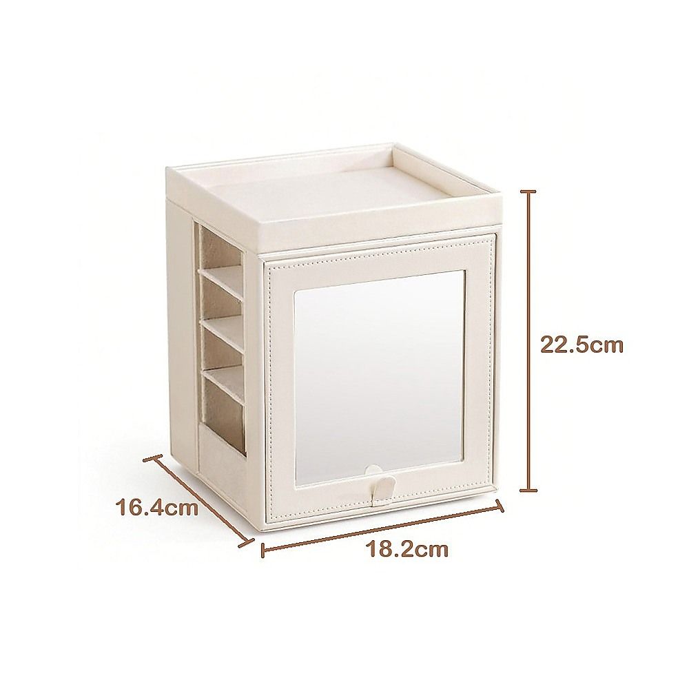 Rotating Organiser Box with Mirror Jewellery Storage for Dressing Table