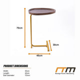 Modern Oval Side Table Gold Base Sofa End Table