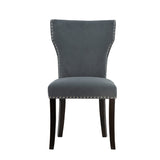Set 2 Studded Grey Velvet Look Armless Dining Chairs 94cm