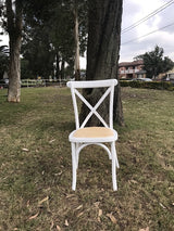 Crossback Dining Chair White Stackable 91cm